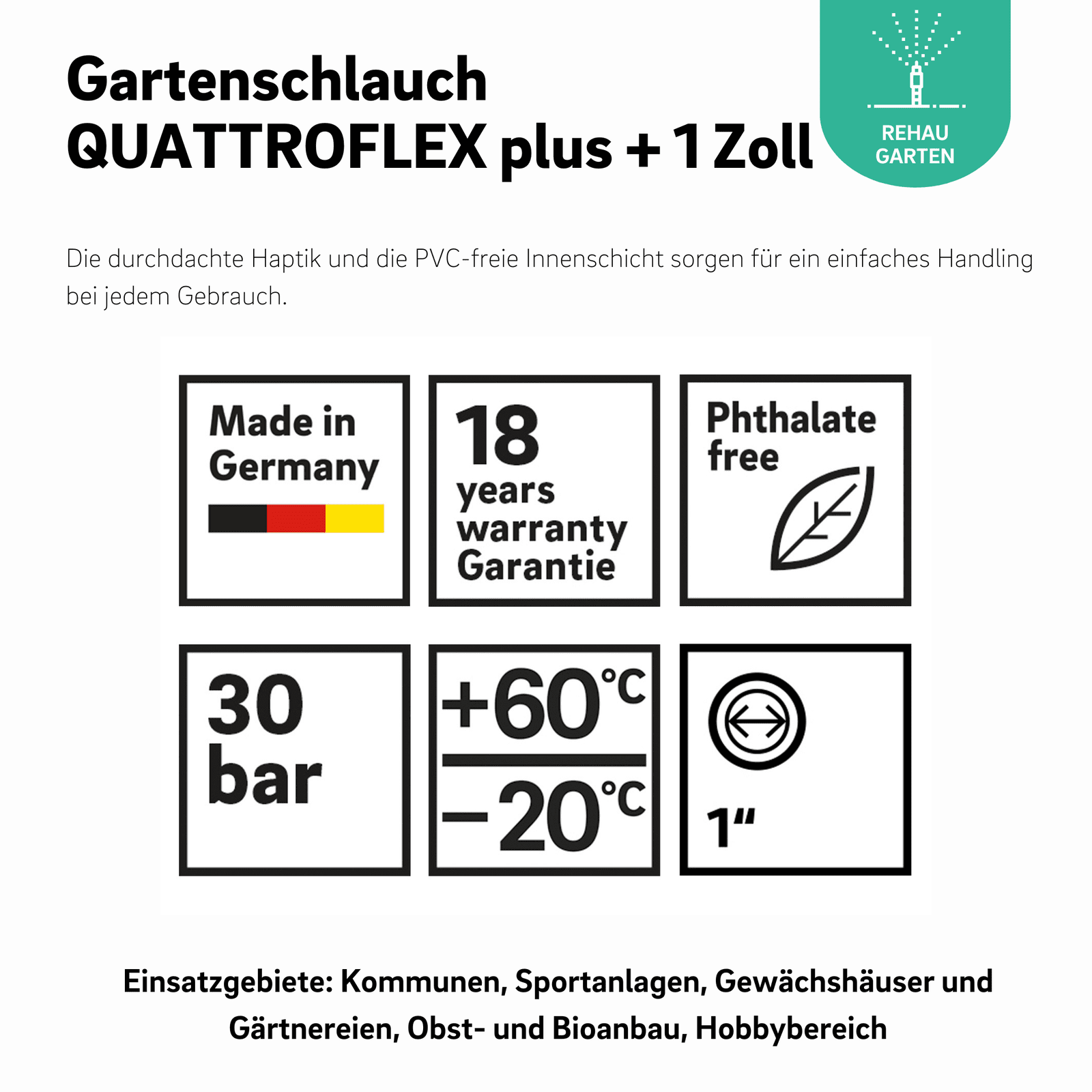 Gartenschlauch QUATTROFLEX plus + 1 Zoll - REHAU Gartenshop