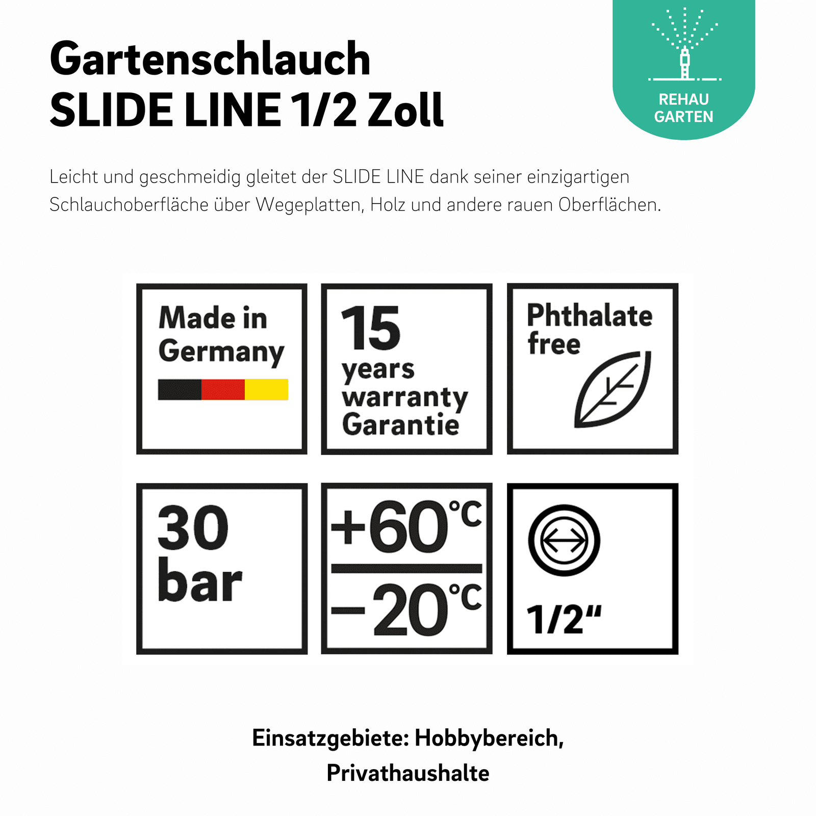 Gartenschlauch SLIDE LINE 1/2 Zoll - REHAU Gartenshop