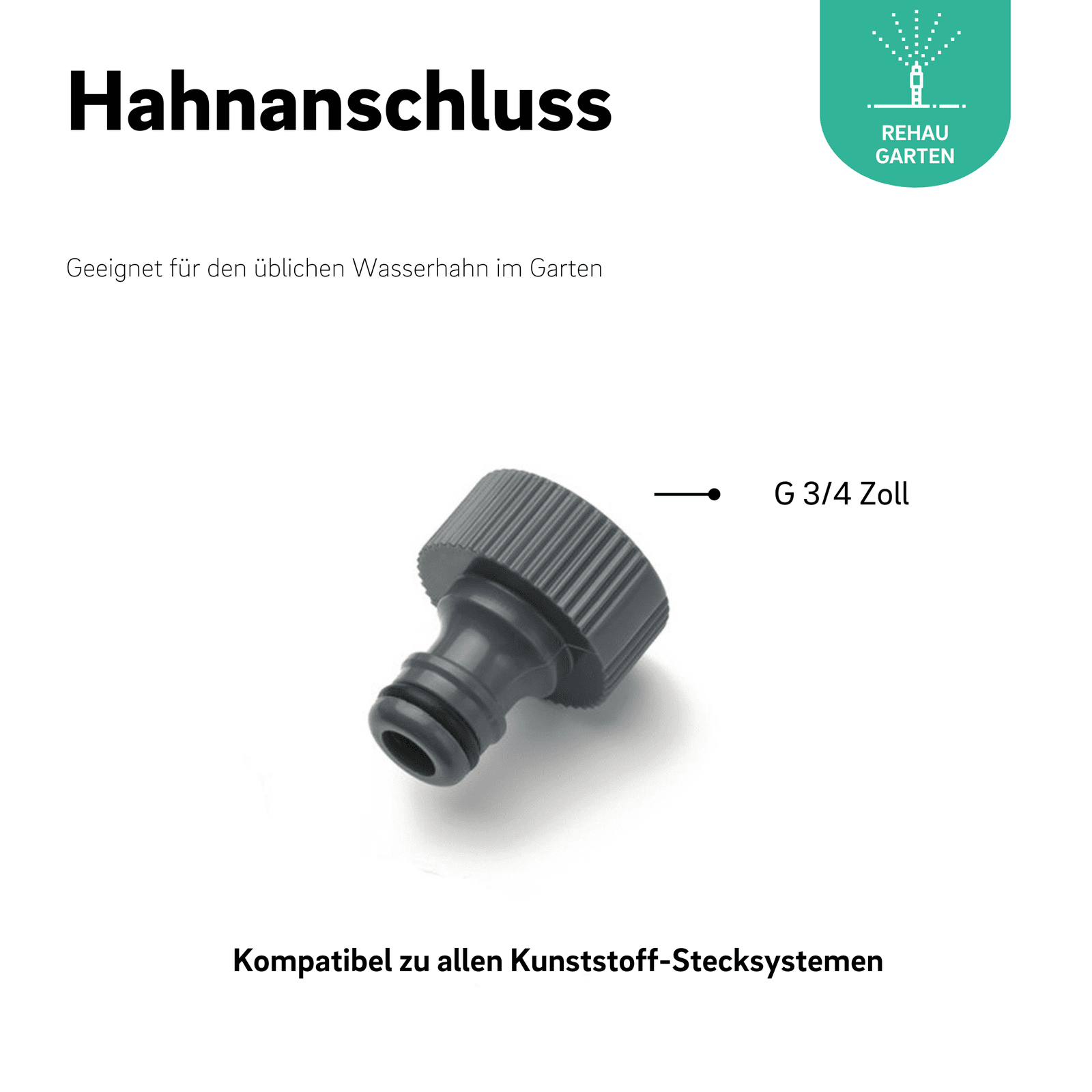 Hahnanschluss G 3/4 Zoll Kunststoff anthrazit - REHAU Gartenshop